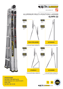 Gorilla Ladders GLMPX-22 22 ft. Reach MPX Aluminum Multi-Position Ladder Specification