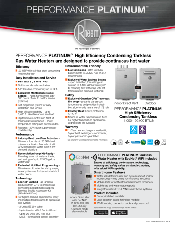 Rheem ECOH200DVLN-1 Water Heater: 9.5 GPM, High Efficiency, Indoor ...