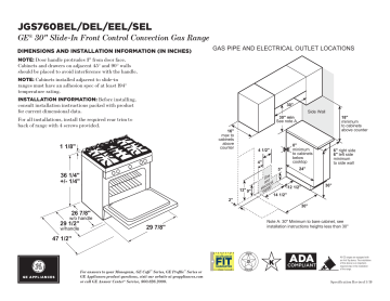 GE JGS760DELBB 5.6 cu. ft. Slide-In Gas Range Specification | Manualzz