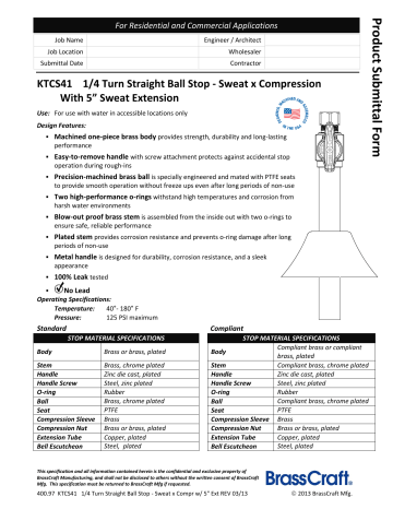 BrassCraft CS41BX BRL 1/2 Nom Sweat Inlet x 3/8 O.D Comp Outlet Multi-Turn Straight Valve 5 Ext & Bell Flange in Polished Brass 5 Ext & Bell Flange in Polished Brass Standard Plumbing Supply BrassCraft CS41BX BRL 1/2 Nom Sweat Inlet x 3/8 O.D Comp Outlet Multi-Turn Straight Valve 5 Ext & Bell Flange in Polished Brass 5 Ext & Bell Flange in Polished Brass Standard Plumbing Supply