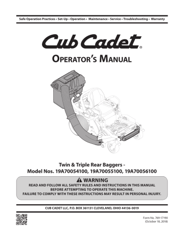 Cub Cadet 19A70056100 19A70054100 Manual Manualzz