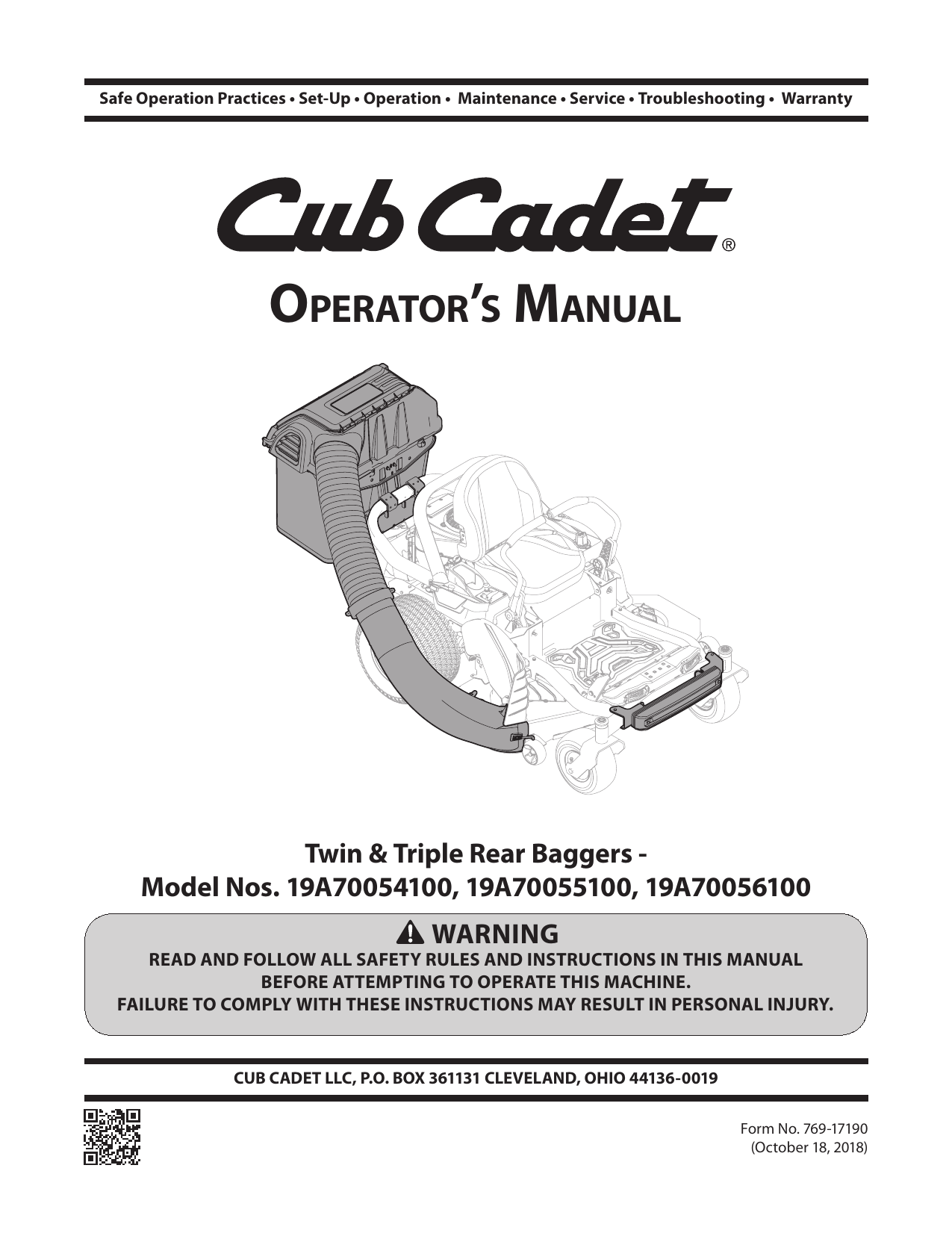 Cub discount cadet 19a70056100