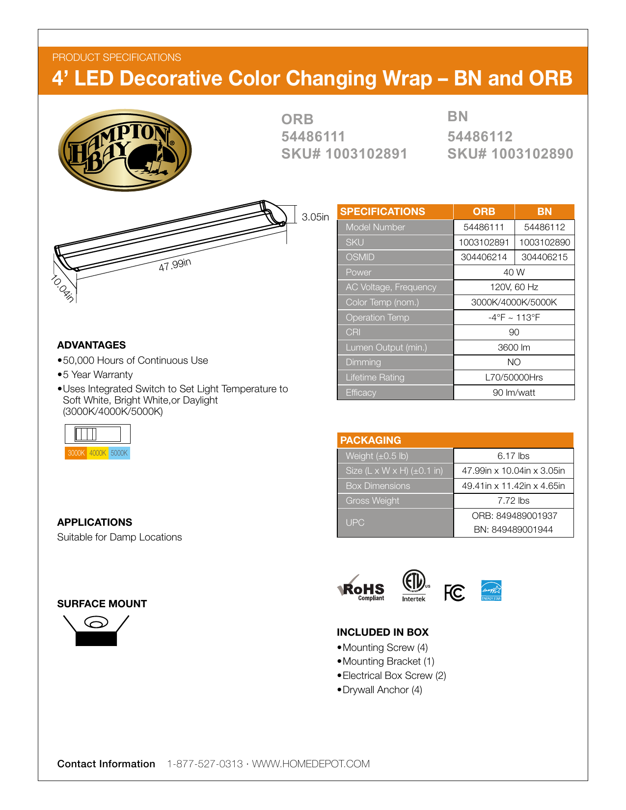 Hampton Bay 4ft Led Ceiling Light Installation Shelly Lighting