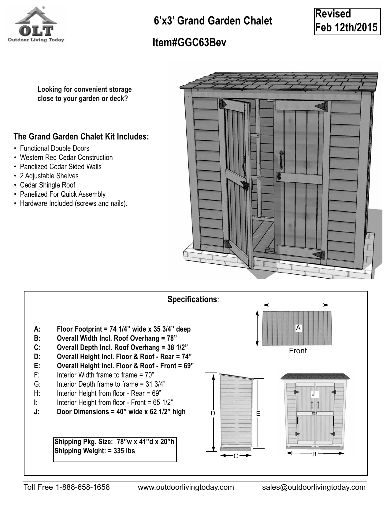 outdoor living today cabana 6 ft x 9 ft western red cedar garden shed on Outdoor Living Today Ggc63sr Specification Manualzz