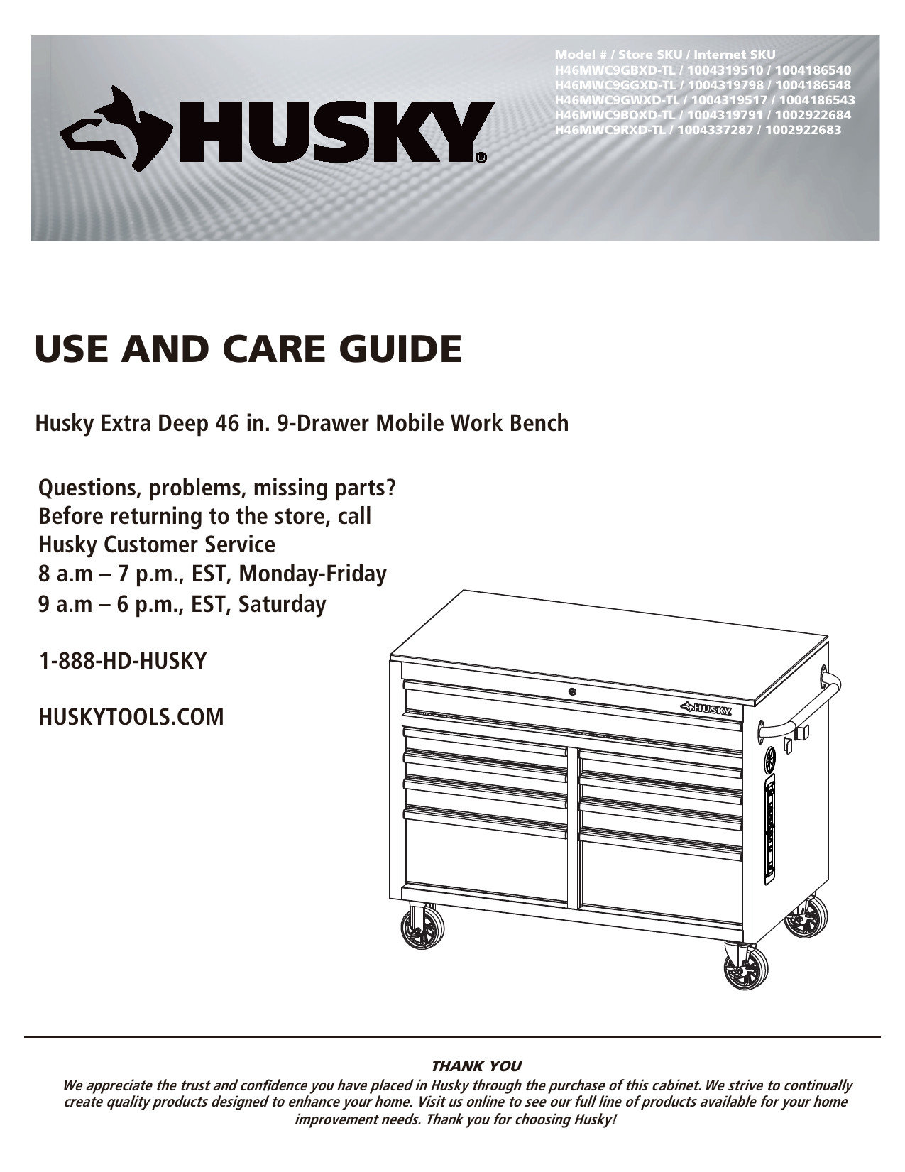 Husky H46MWC9GBXDTL, H46MWC9GWXDTL Operating instructions Manualzz