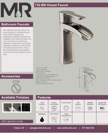 Sir Faucet 732-BN Single Hole Single-Handle Bathroom Faucet Specification | Manualzz