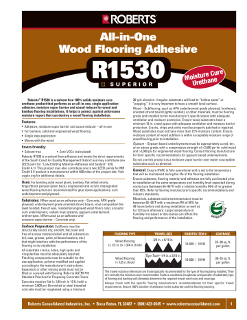 Roberts R1530 4 24p Gal Wood Flooring Urethane Adhesive And Moisture Sound Barrier Specification 4 Gal Wood Flooring Urethane Adhesive, Roberts 1407 Flooring Adhesive