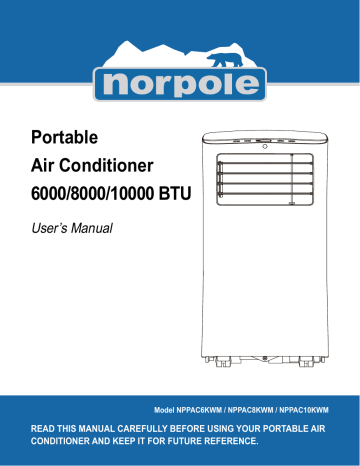 Norpole Nppac8kwm 8 000 Btu 3800 Btu Doe Portable Air Conditioner With Remote Control For Rooms Up To 350 Sq Ft In White Instructions Manualzz