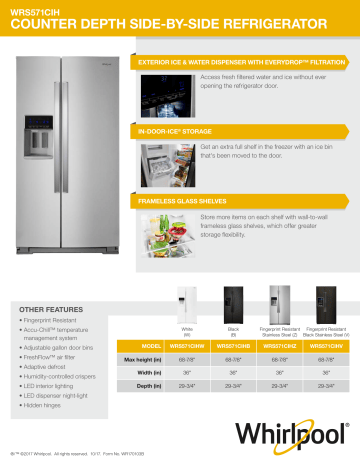 Whirlpool WRS571CIHZ 21 cu. ft. Side By Side Refrigerator in