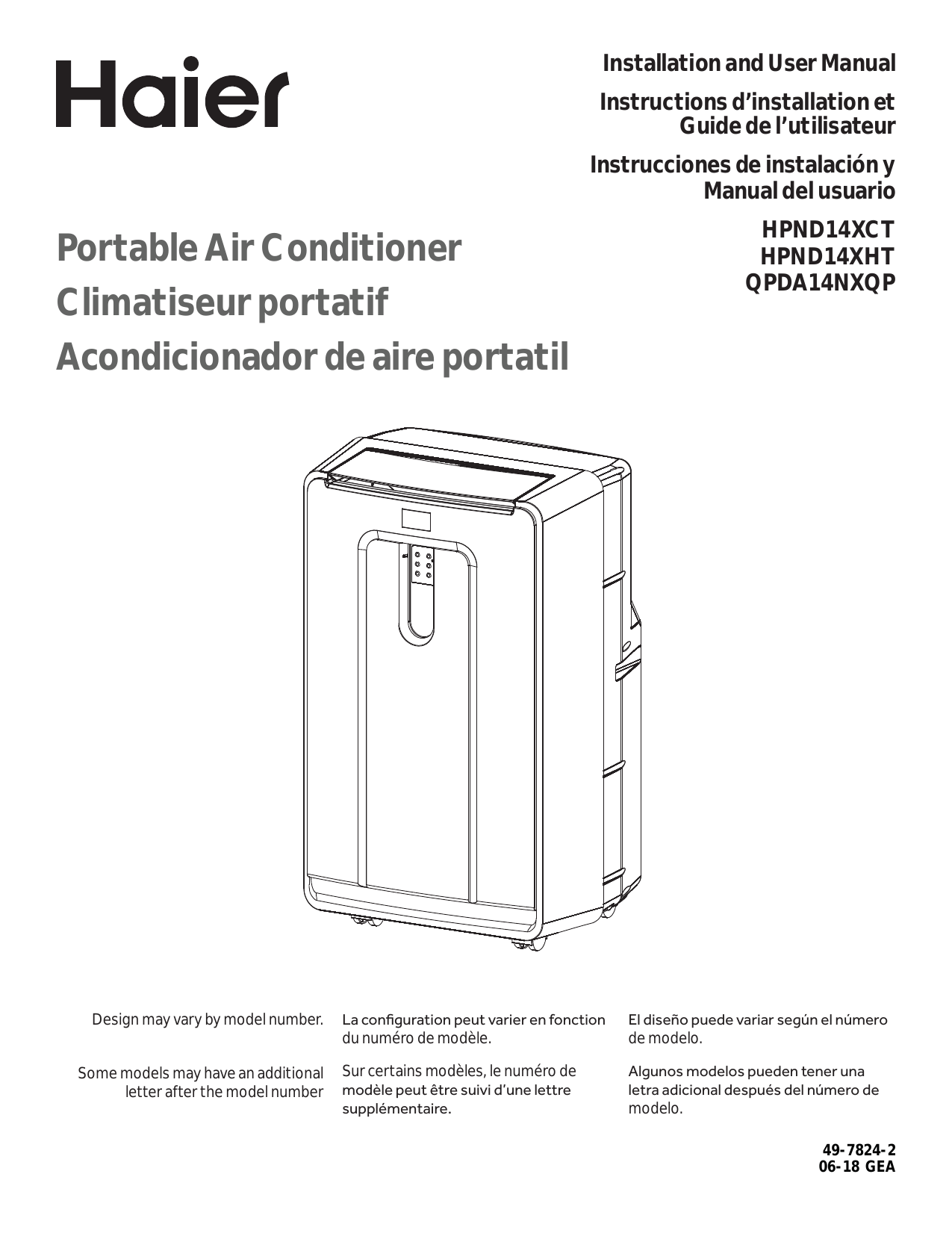 Haier HPND14XCT 14,000 BTU Portable Air Conditioner Manuel utilisateur