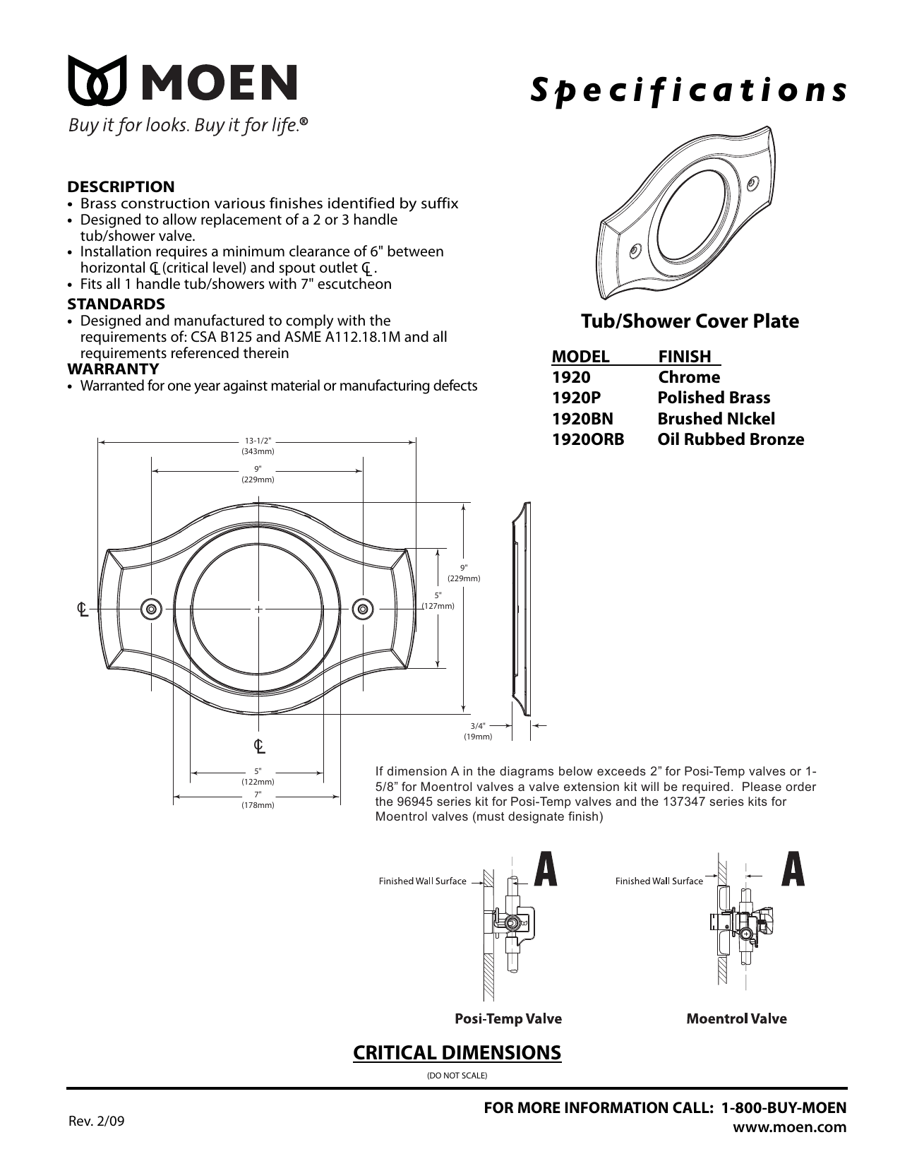 MOEN 5.5 in. Dia Metal Remodeling Cover Plate for 2 and 3-Handle