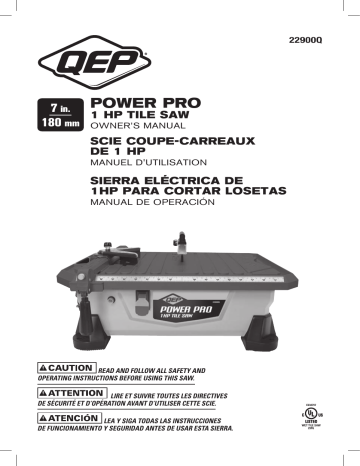 QEP 22900Q 7 in. Power Pro Tile Wet Saw Manual | Manualzz