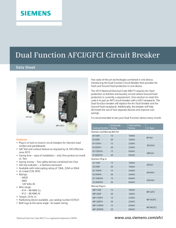 20 Amp AFCI/GFCI Dual Function Circuit Breaker