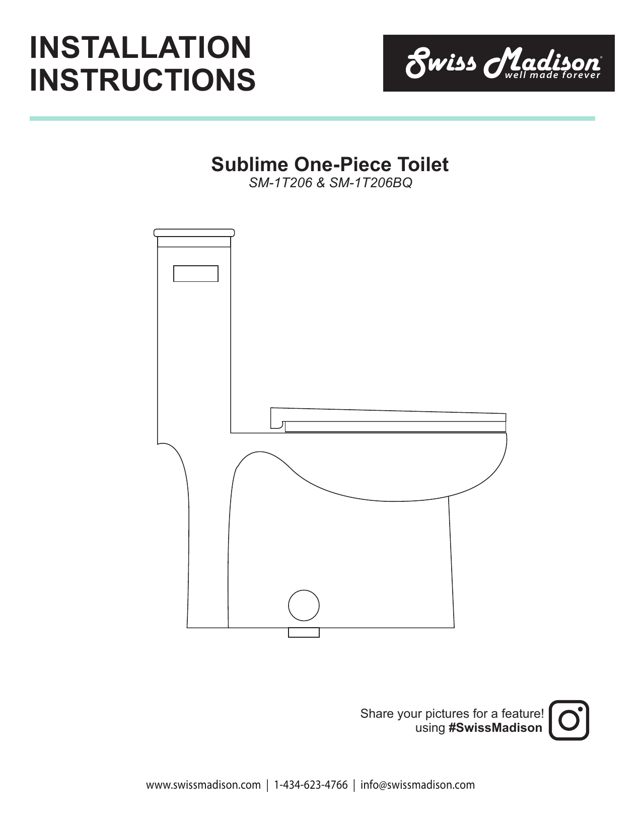 Swiss Madison Sm 1t6 Sublime 1 Piece 1 28 Gpf Single Flush Elongated Toilet In White Seat Included Instructions Manualzz