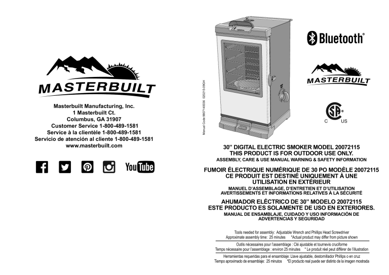 Masterbuilt 20072115 User manual Manualzz