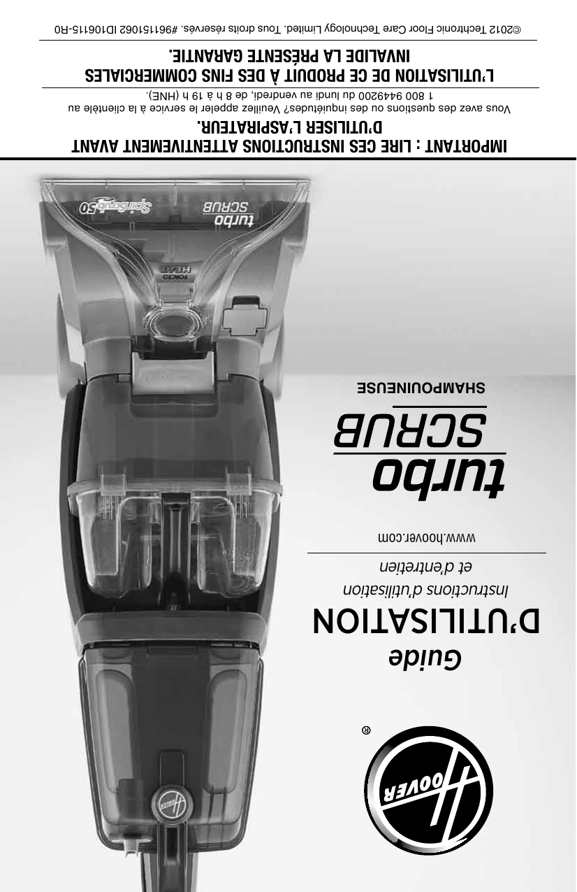 Hoover Turbo Scrub Carpet Cleaner, FH50136 Owner's manual Manualzz