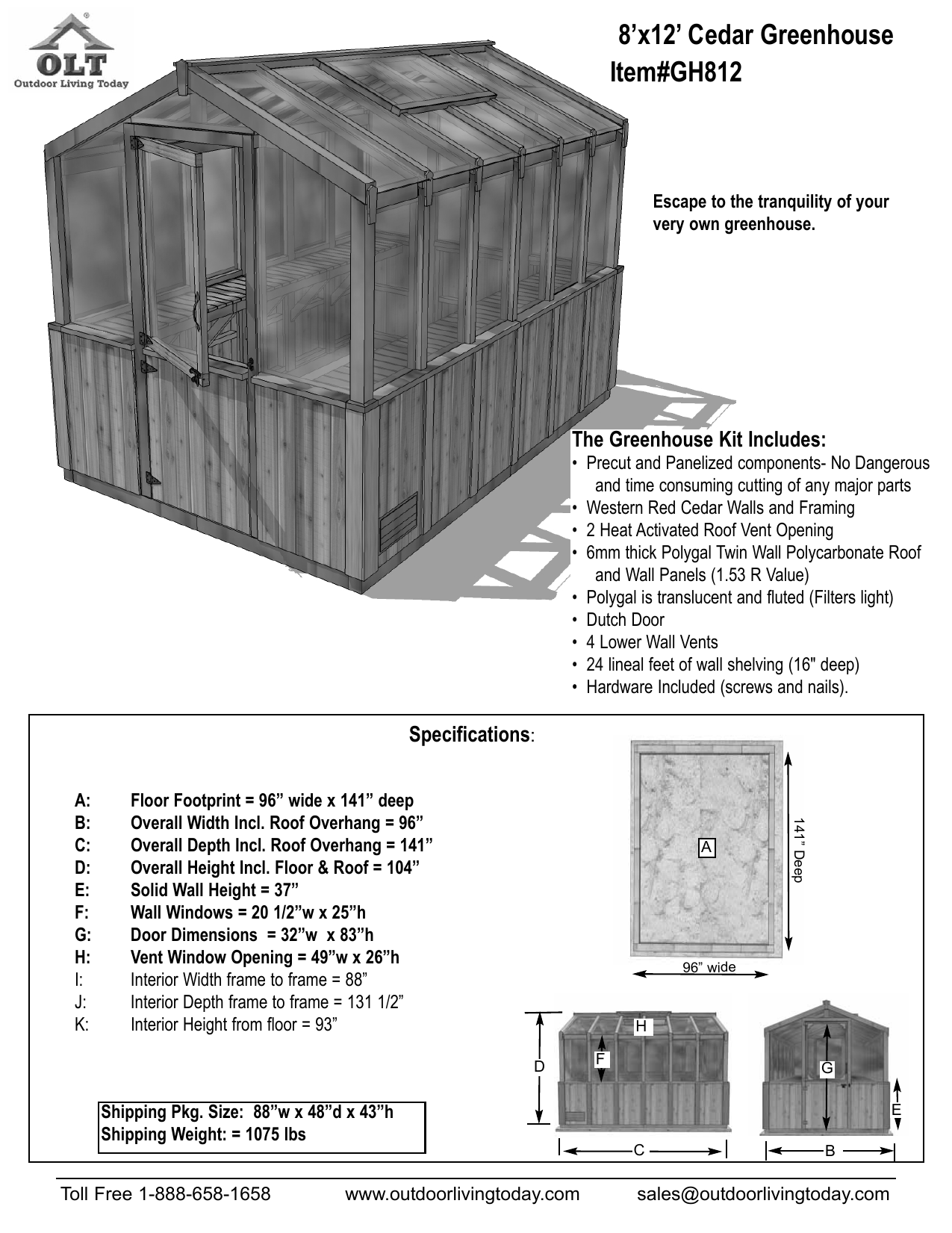 outdoor living today cabana 6 ft x 9 ft western red cedar garden shed on Outdoor Living Today Gh812 Specification Manualzz