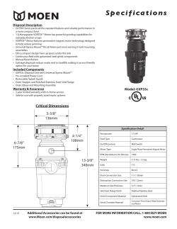 Moen GXP33c - Installation guide, Product information, Specification