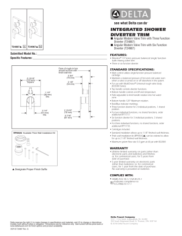 Delta T24867 Angular 0.5-in Chrome Universal Shower Mixer Specification ...