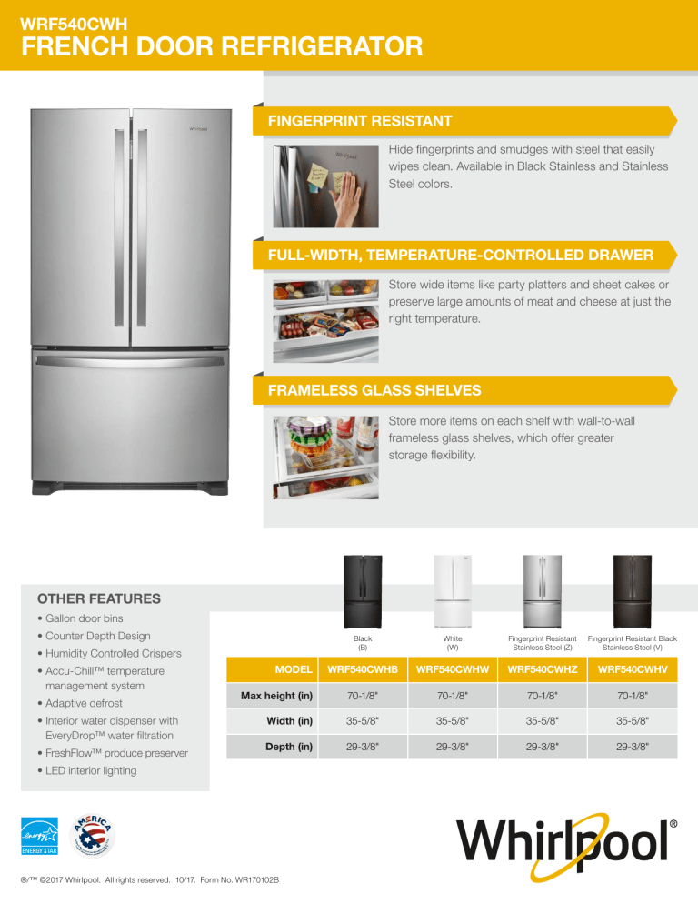 Whirlpool WRF540CWHZ Specification Manualzz
