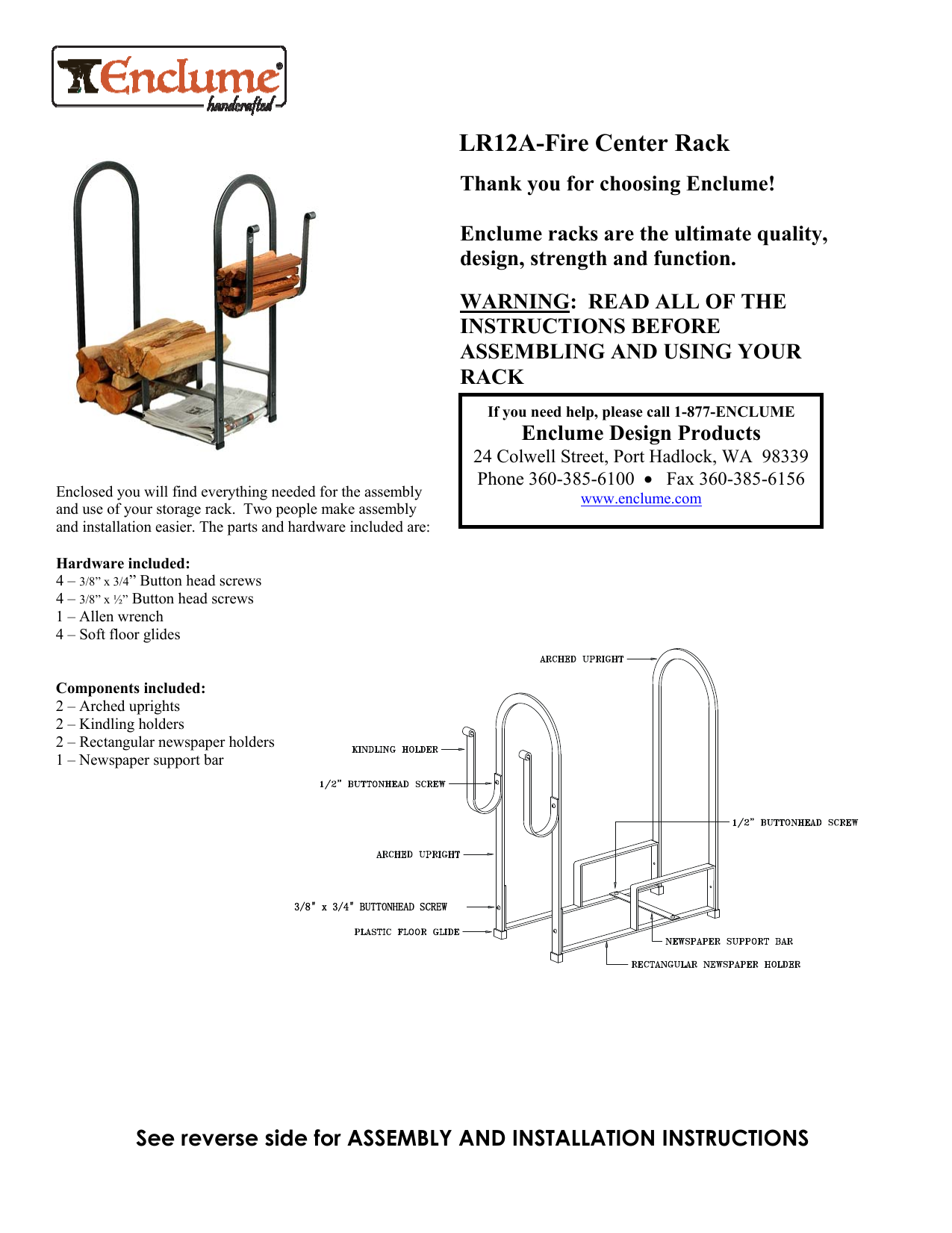 Enclume LR12A HS Handcrafted Large Fire Center Firewood Rack