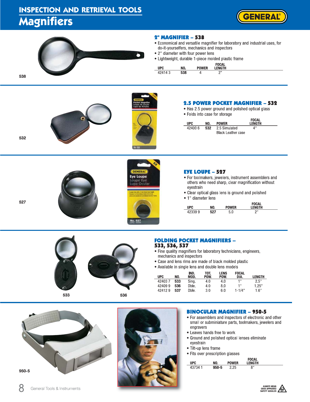 General Tools 527 General Tools 5X Eye Loupe 1 Dia Lens 2 Focal Length