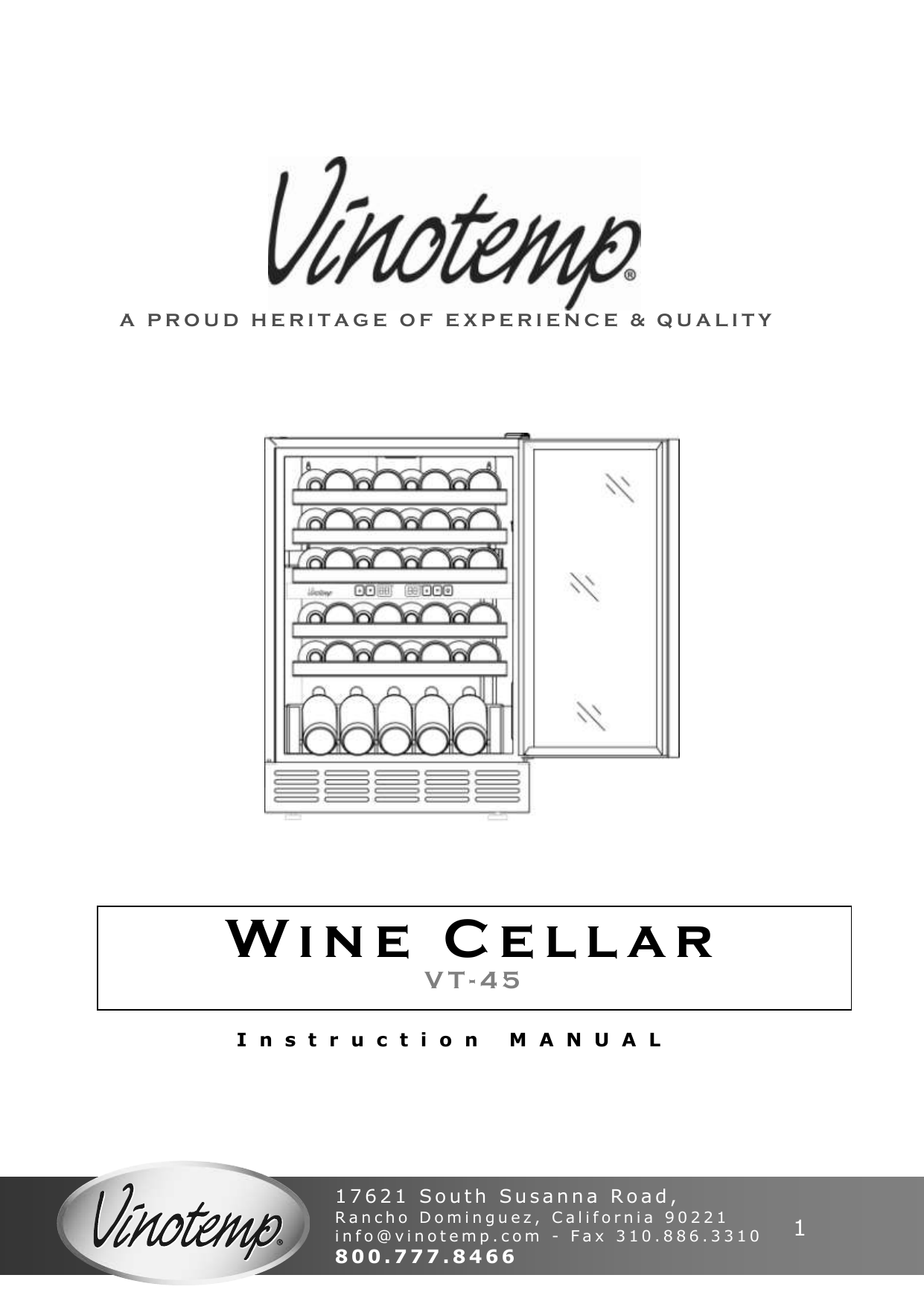 Vinotemp VT45SB 45Bottle Dual Zone Wine Cooler Manual Manualzz