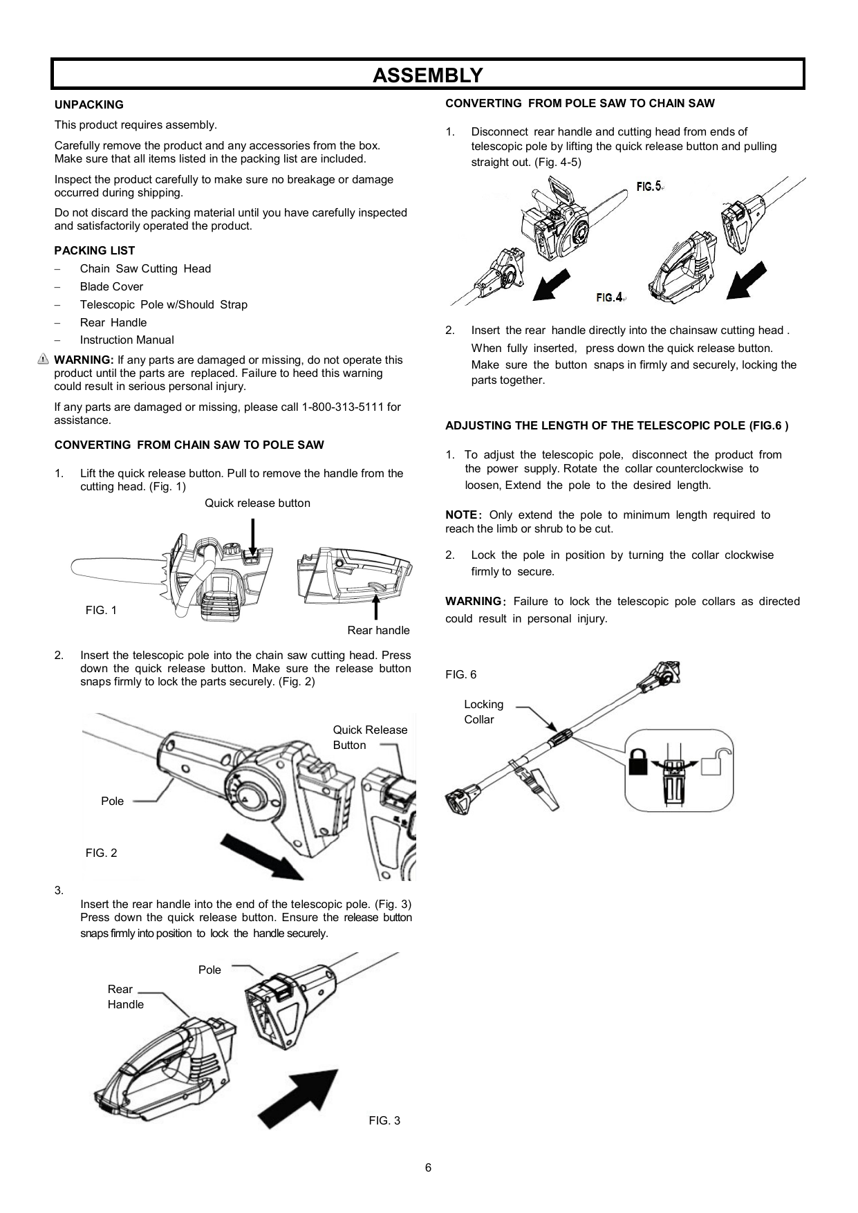 Convertible Pole Chainsaw Instructions 