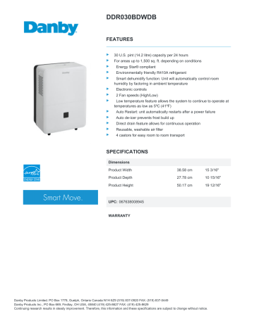 Danby Dehumidifier Manual Ddr050bjpwdb