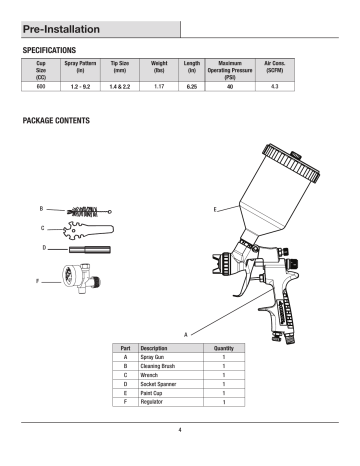 Husky H4850GHVSG Gravity Feed Composite HVLP Spray Gun Specification ...