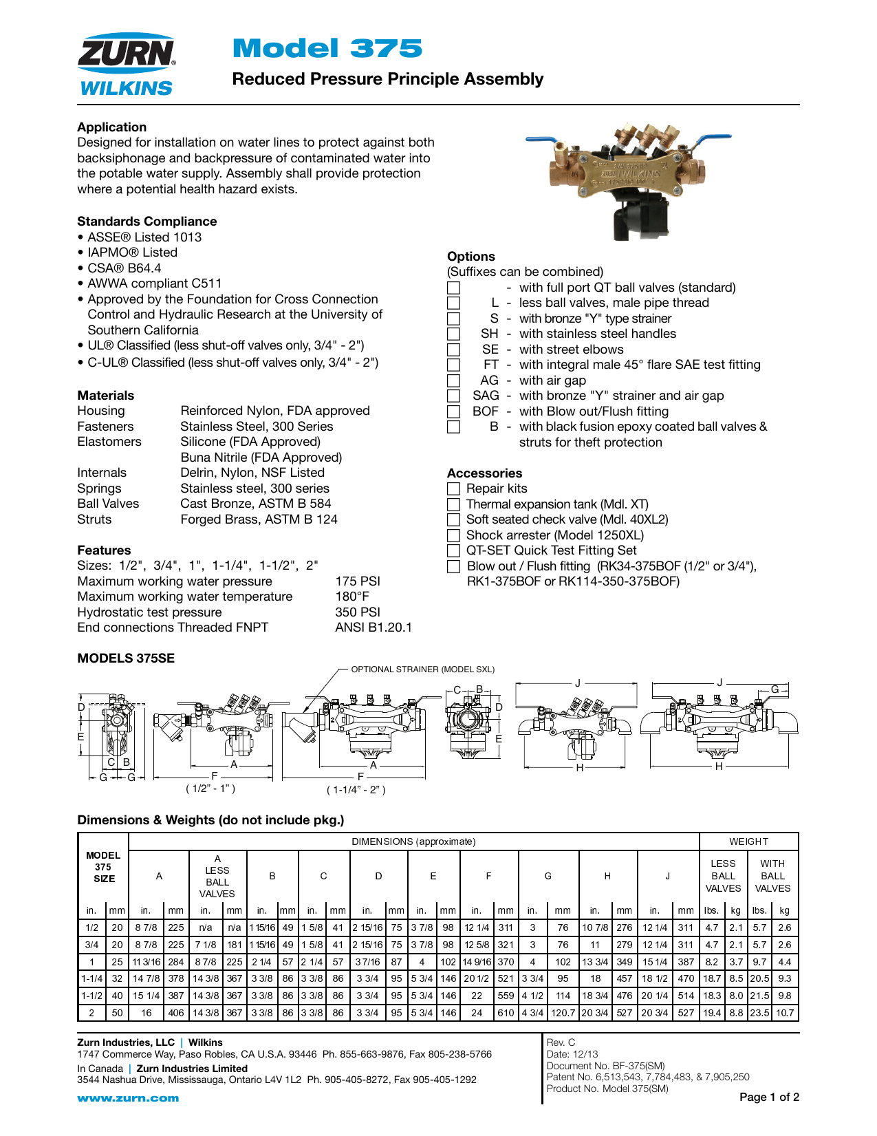 Zurn 2 375xl 34 375xl Specification Manualzz