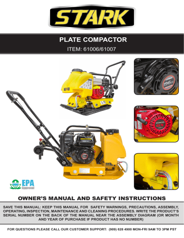 Stark 61007-H 5.5 HP Gas Vibratory Plate Compactor Walk-Behind 