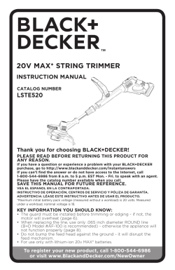 BLACK DECKER LSTE523 20V Max String Trimmer Instruction Manual