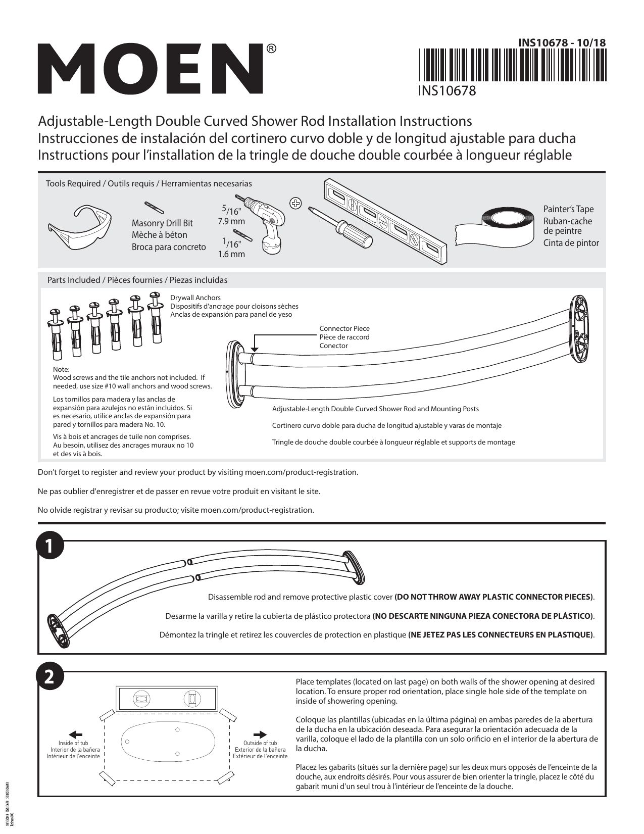 Moen Curved Shower Curtain Rod Installation Instructions