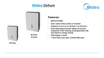 Midea MDP70SR71-A 70-Pint Dehumidifier Specification | Manualzz