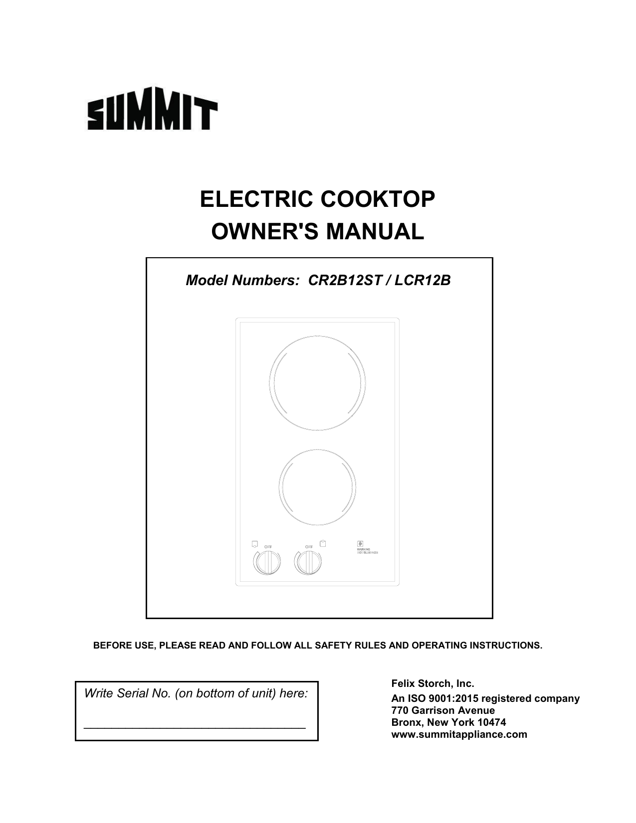 CR2B12ST  Summit® Appliance