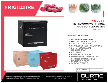 Frigidaire Efr176 Moonbeam Specification Manualzz