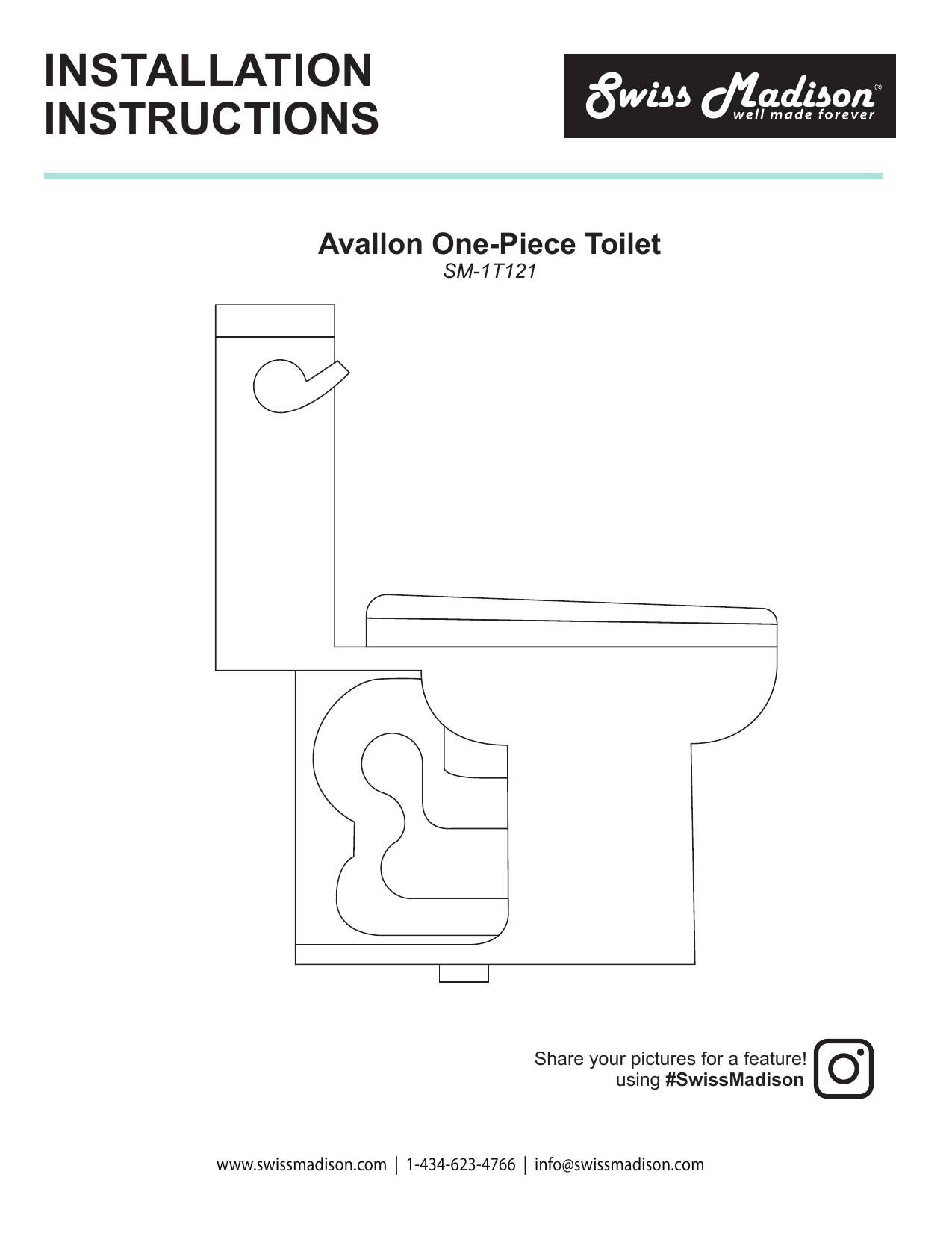 Swiss Madison SM1T121 Avallon 1piece 1.28 GPF Left Side Single Flush