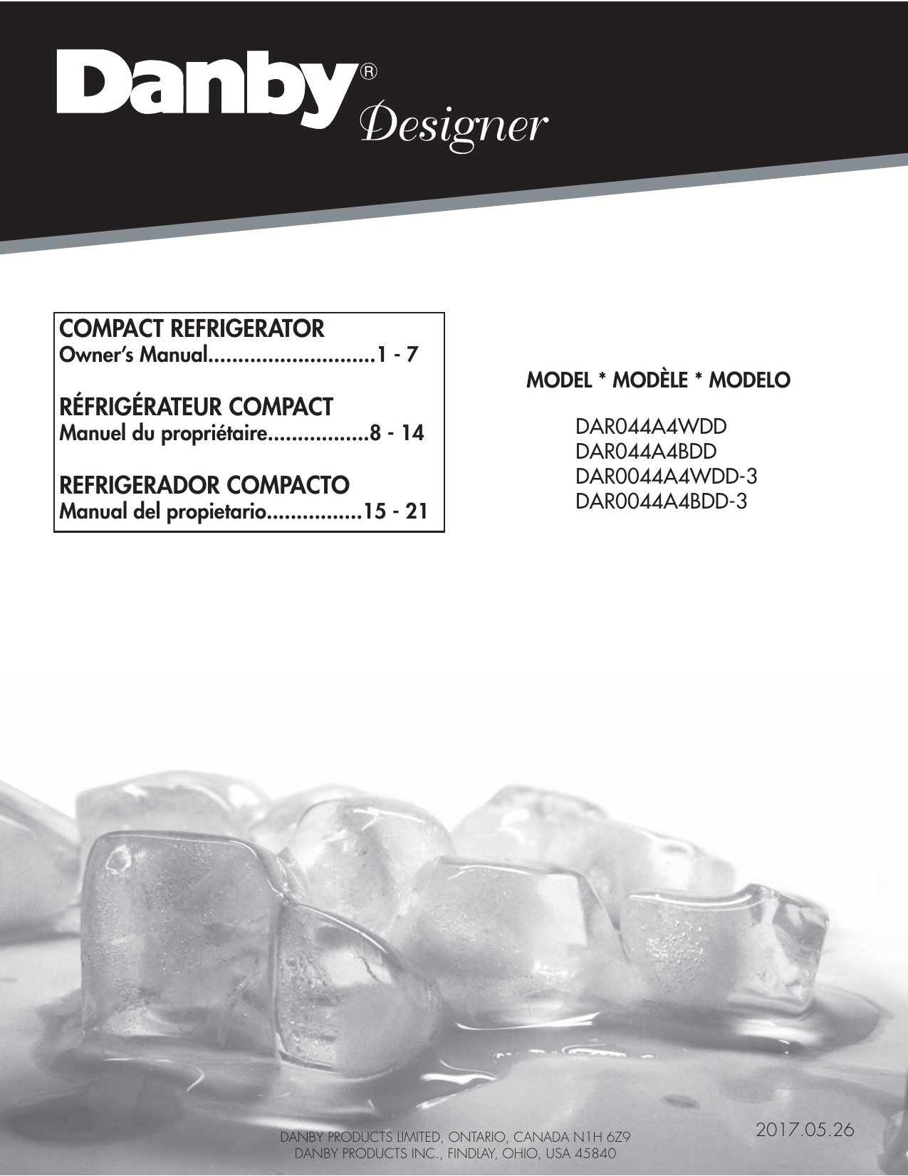 Danby DAR044A4BDD6 4.4 cu. ft. Mini Refrigerator in Black without