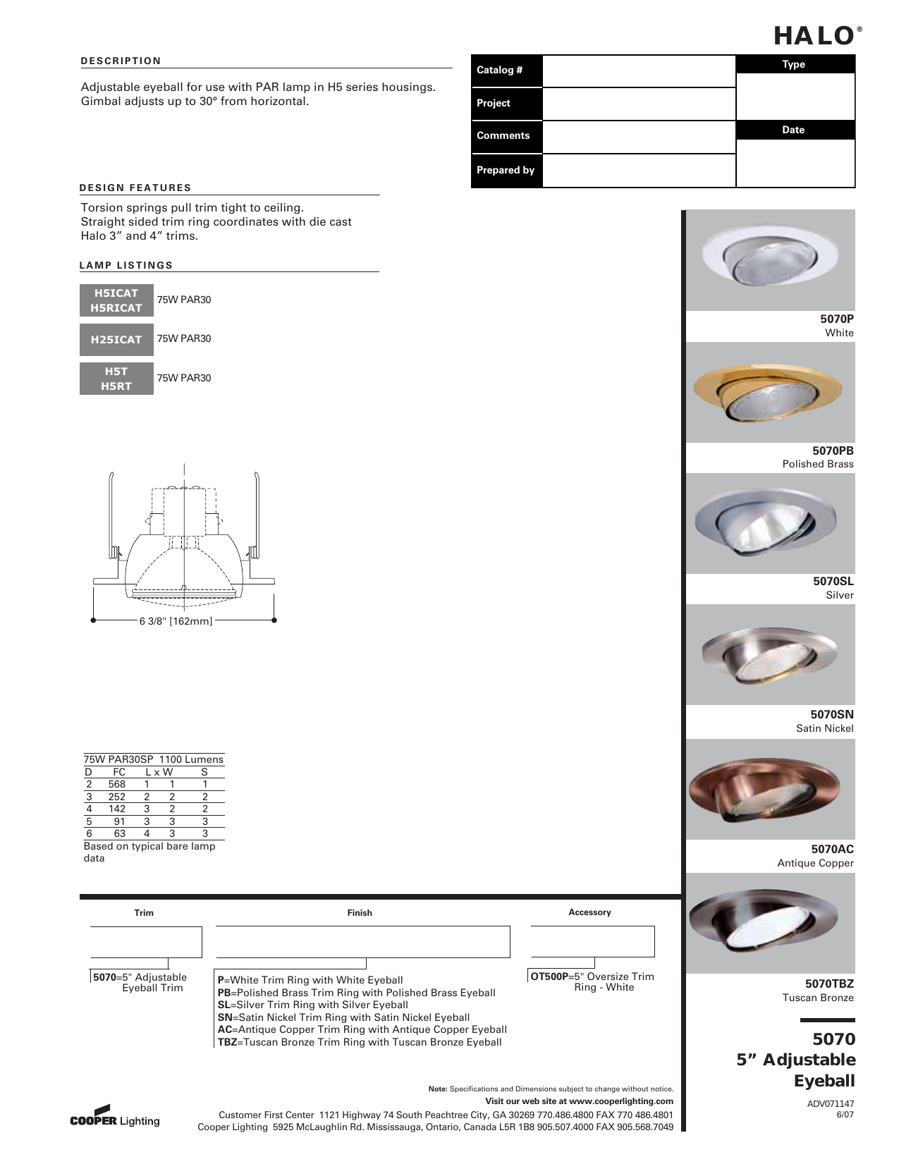 Industrial HALO 5070P 5 Trim PAR30 Eyeball White Trim with White ...