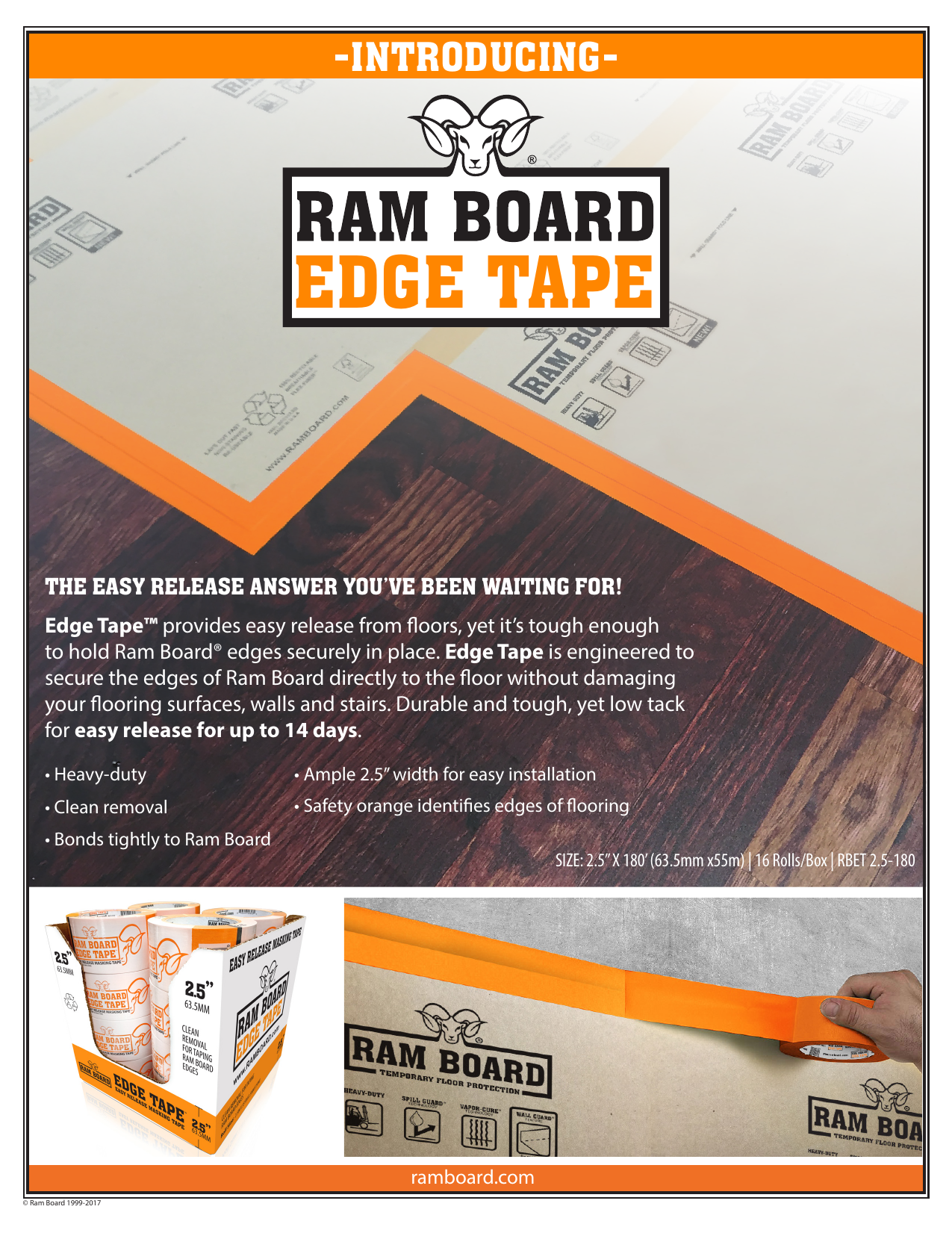 Ram Board 5018285 21/2 in. x 180 ft. Edge Tape Installation Guide
