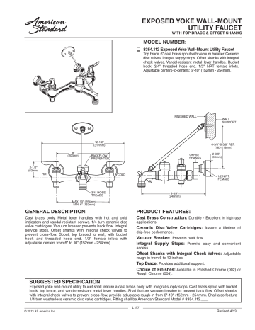 American Standard 8354.112.004 Service Sink Faucet Specification | Manualzz