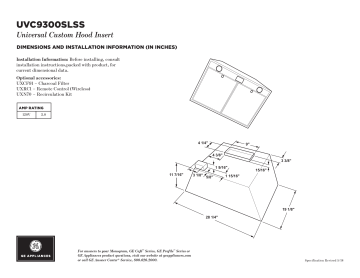 GE UVC9300 30 Inch Universal Custom Range Hood Insert - Stainless