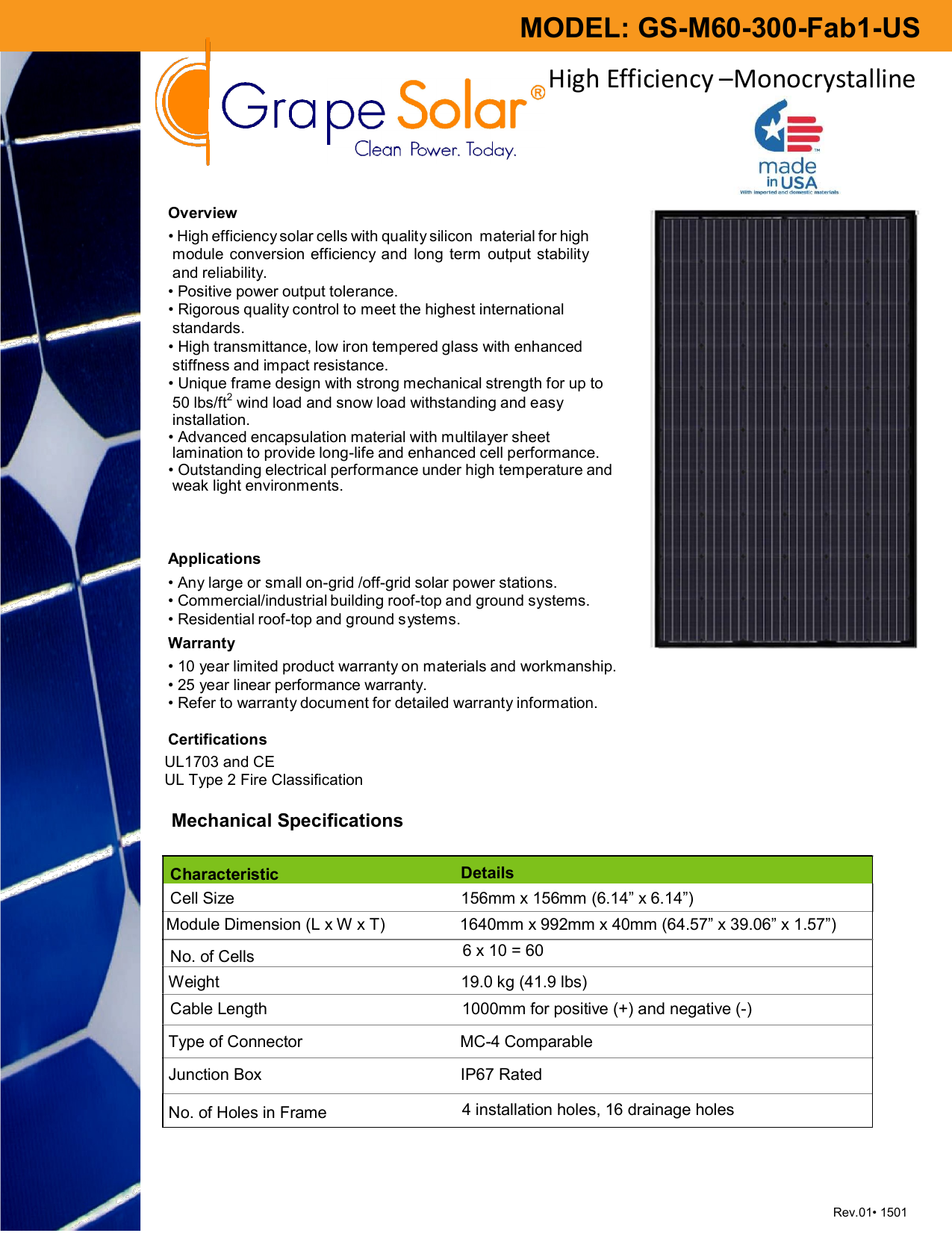 Grape Solar Gs M60 300 Us10 Specification Manualzz