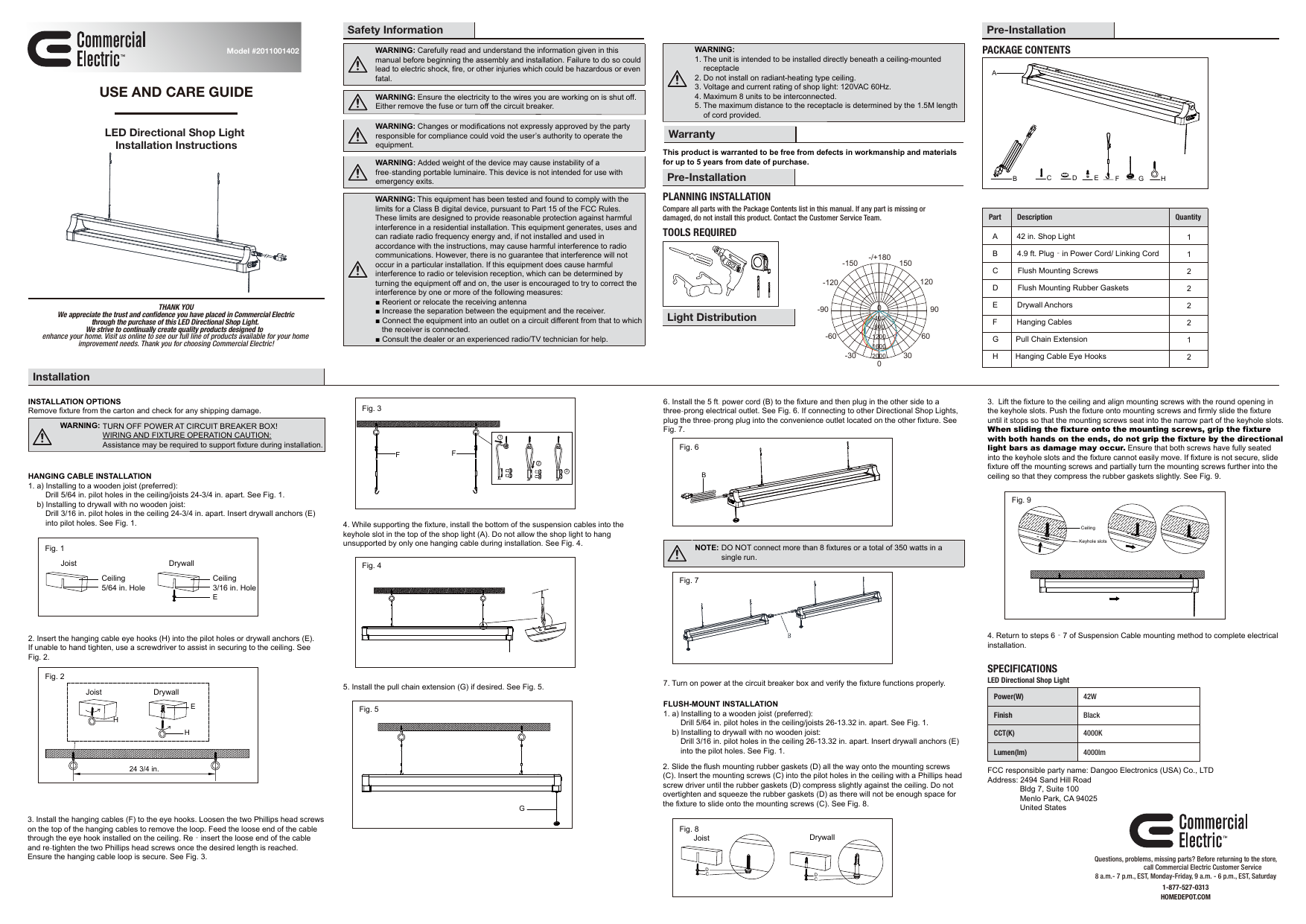 Commercial Electric 2011001402 3.5 ft. 42Watt Directional Integrated