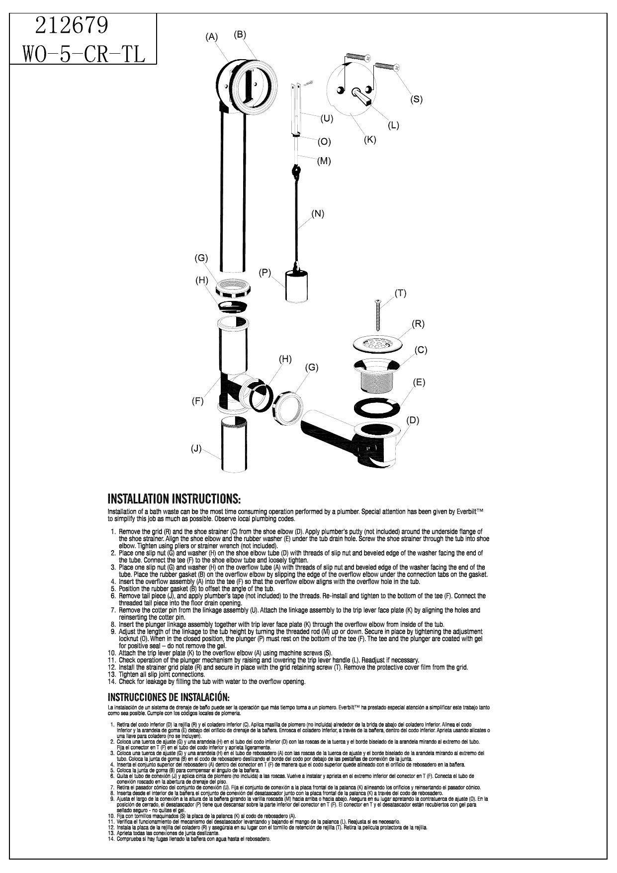 instructions on installing everbilt tank lever