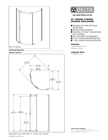 Round Corner Shower Enclosure in Stainless B911917-3838-SS