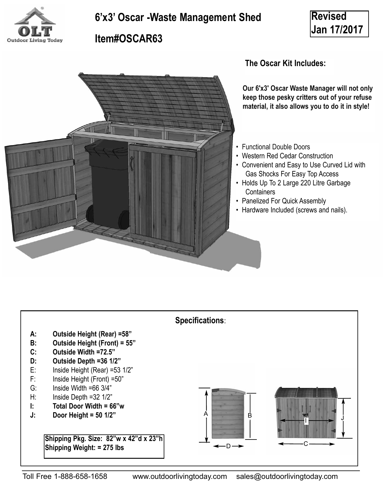 6' x 3' Oscar Waste Management Shed