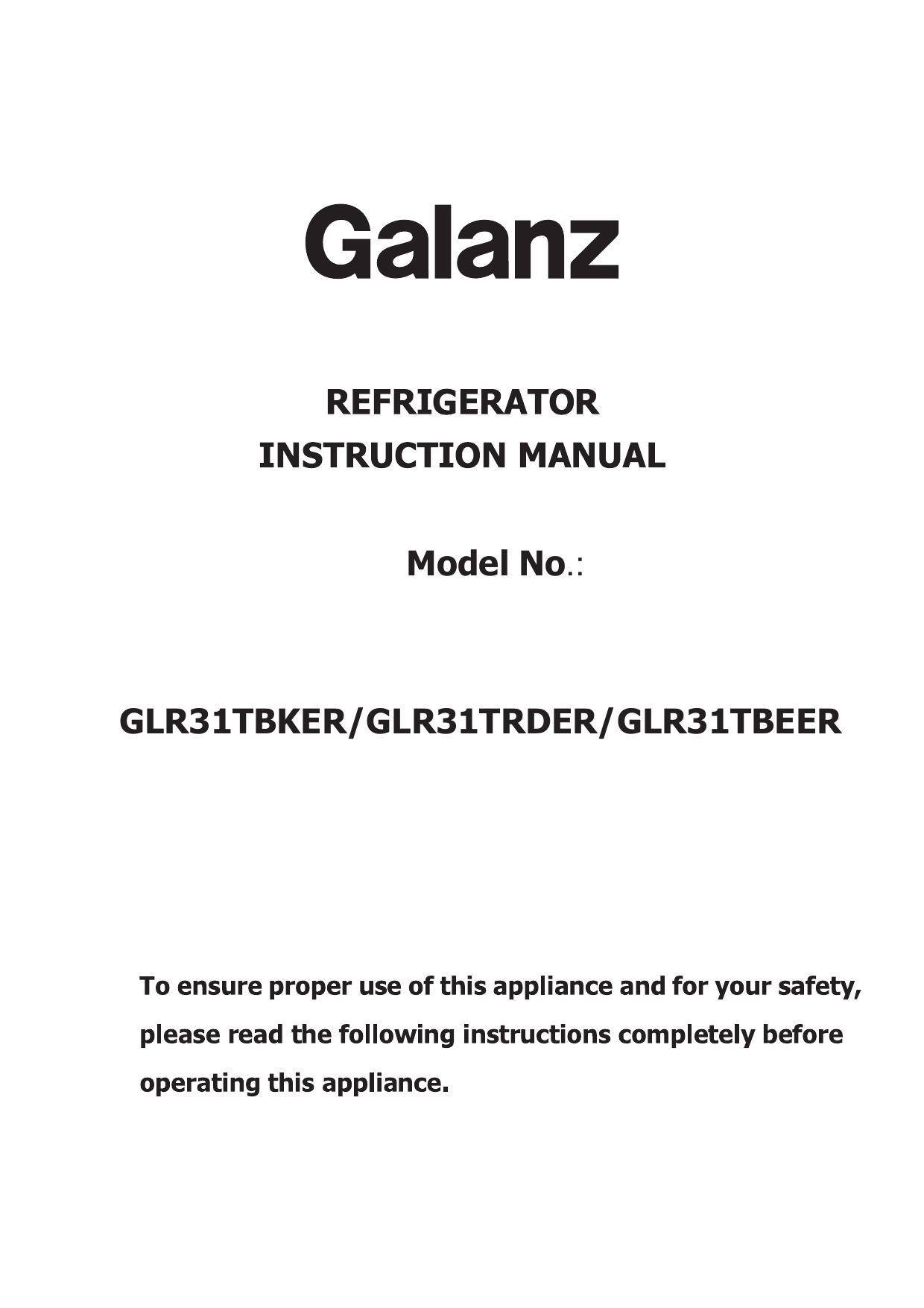 Galanz Glr31tbeer Glr31tbker Glr31trder Manual Manualzz