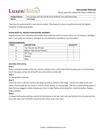 Luxen Home WHAP686 36 in. Pre-Lit White LED and 48 in. Porch Artificial